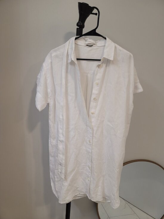 J. Crew Factory Dresses & Skirts - J. Crew Factory White Linen Button-Down Mini Shirt Dress